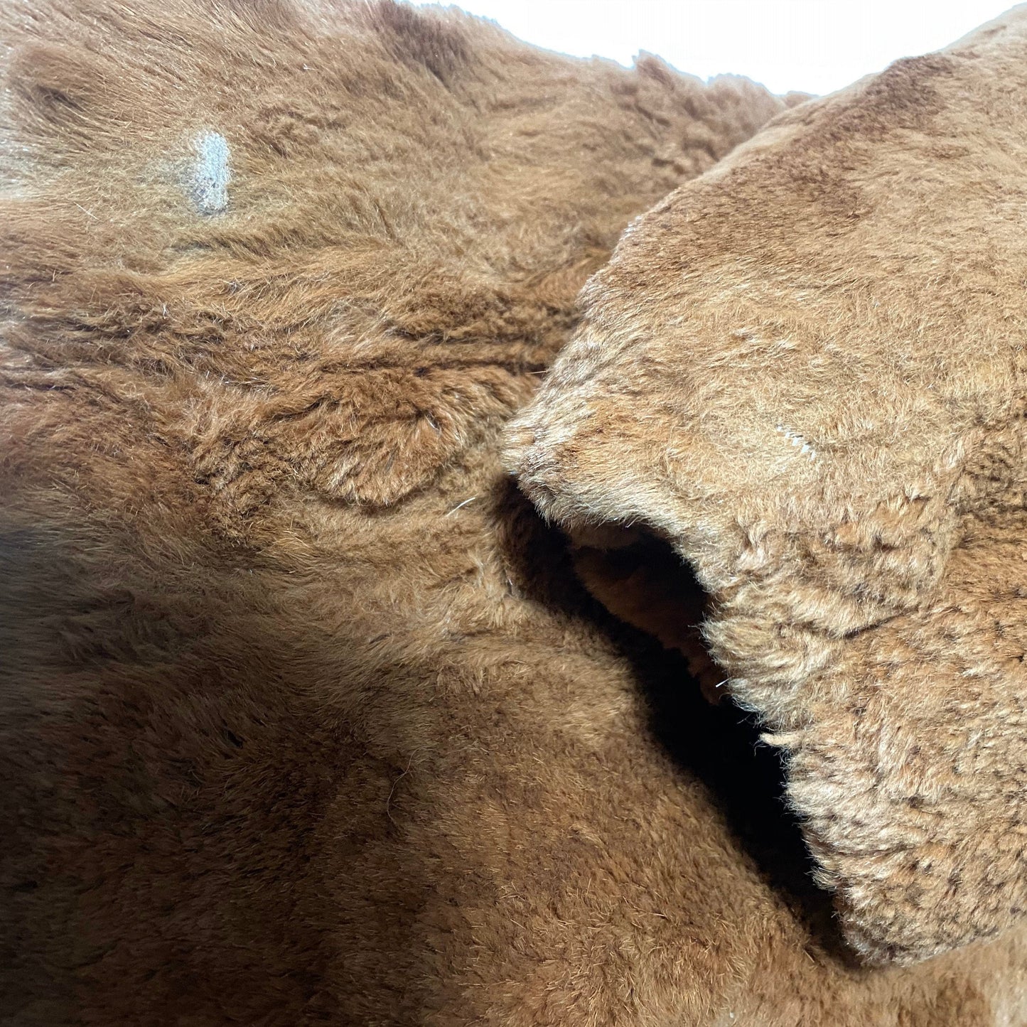 Scoat 1970s real fur fox brown short hair coat with brown leather details. super warm and nicely tailored