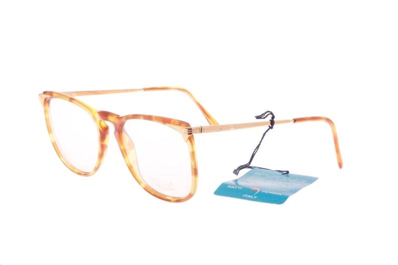 Persol Ratti Cellor 3 demi blonde cello squared glasses w golden temples and hinges, NOS 80s