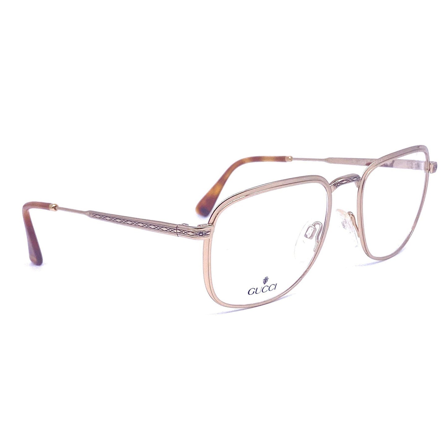 Gucci 1225 classy squared gold plated eyeglasses NOS 80s