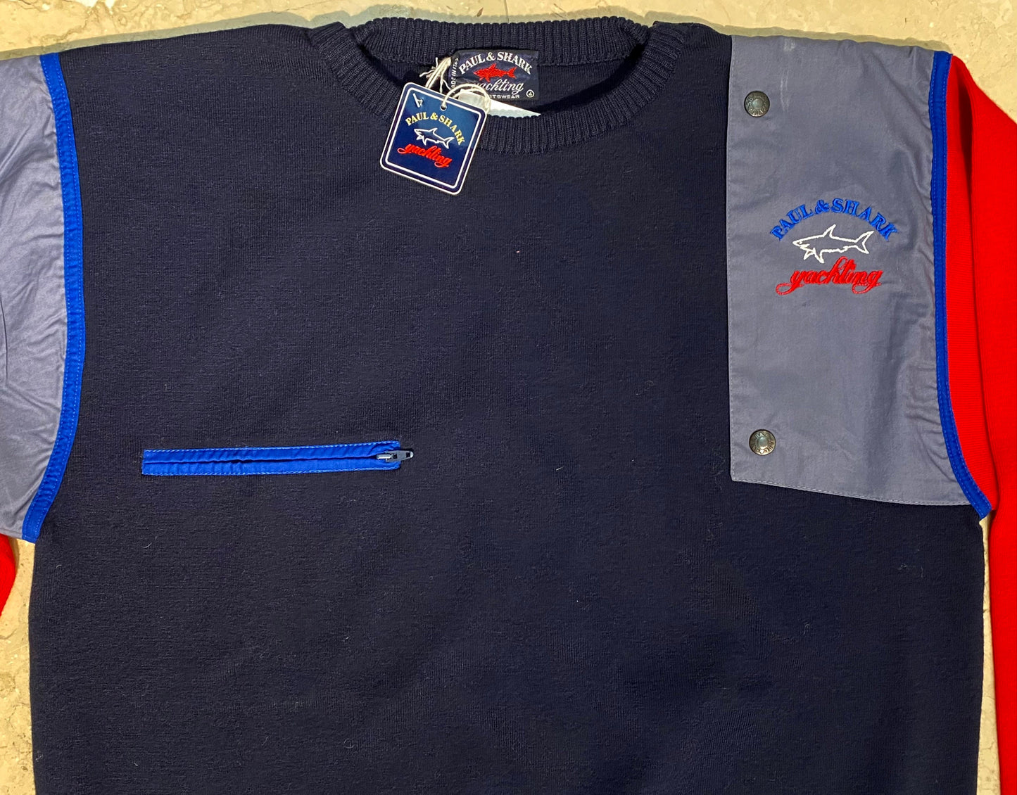 Paul&Shark Yachting BNWT navy wool sailor style jumper w pocket, mint