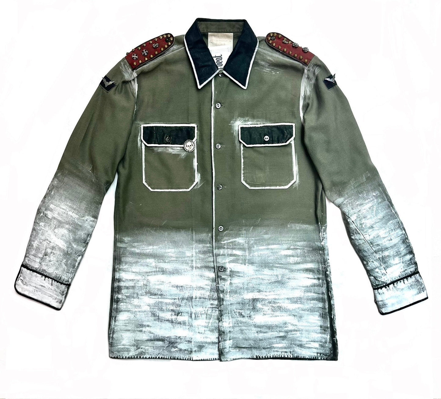 Camicia da campo militare e-Germania vintage anni '70 dipinta su misura