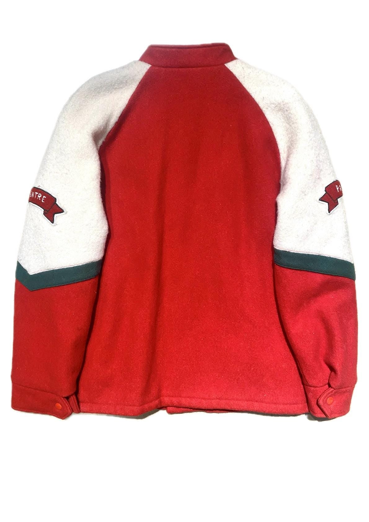 BantamB Titan red-Whire-Green winter wool varsity jacket sz L, great condition