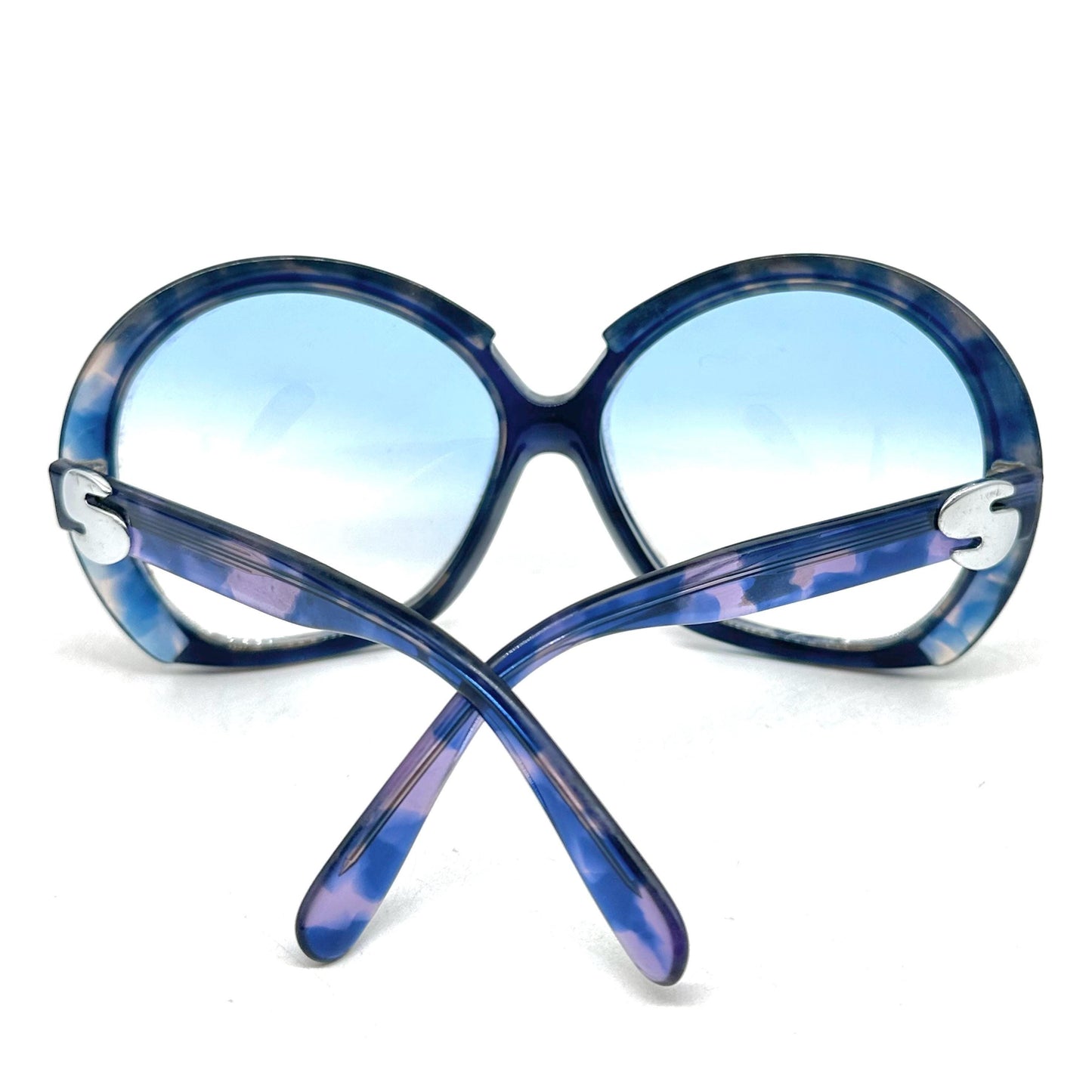 Silhouette 585 oversize Blue Tortoise/Polished Blue oval sunglasses quality celluloid frame and stylish round shapes, 1980s NOS Austria