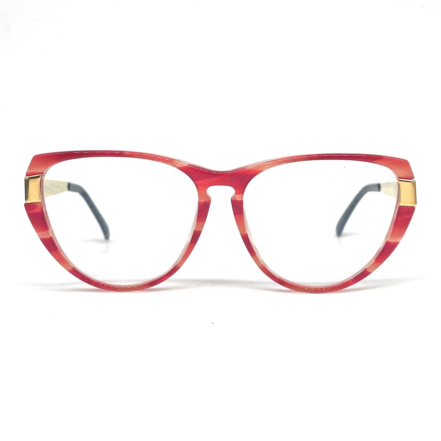 Missoni M181 stunning butterfly red eyeglasses frames w golden temple, 80s NOS made in Italy