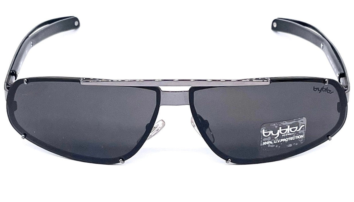 Byblos b911-S modernist wrap oval pilot restyle sunglasses, NoS early Y2k