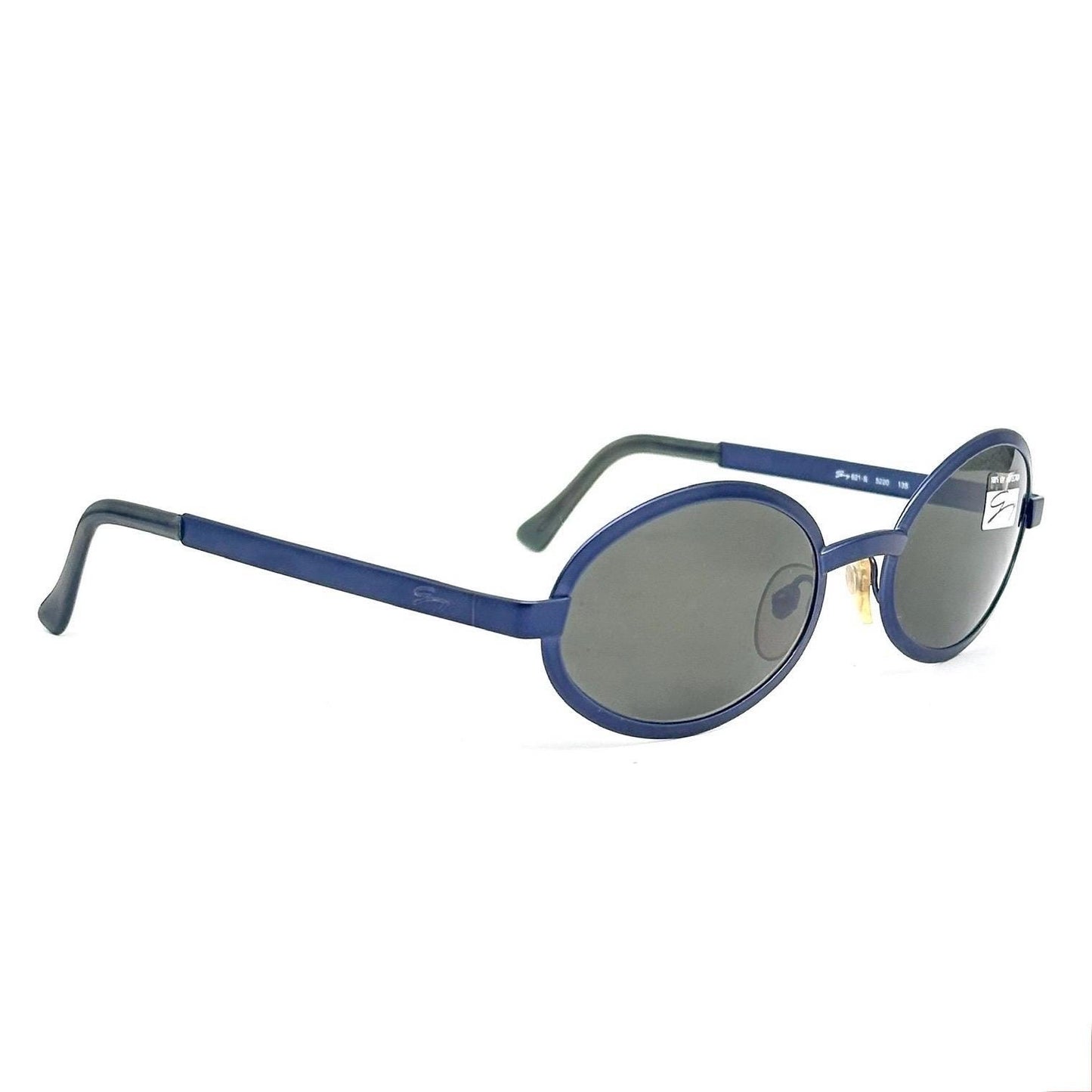 Genny 621-S metallic blue oval sunglasses made in Italy 90s NOS
