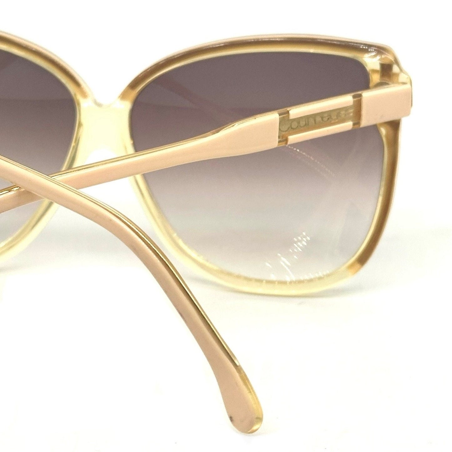 Courreges 8430 square oversized sunglasses in cream and gold color, 1970s NOS hand made in France