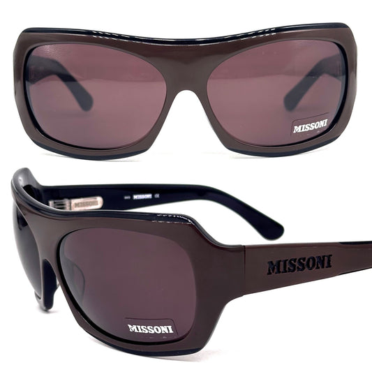 Missoni MI50304 brown and black oversized bug eye  sunglasses hand made in Italy, 90s NoS