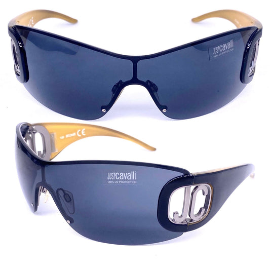 Just Cavalli JC186 wrap-shield mask sunglasses made in Italy, NOS y2k mint condition