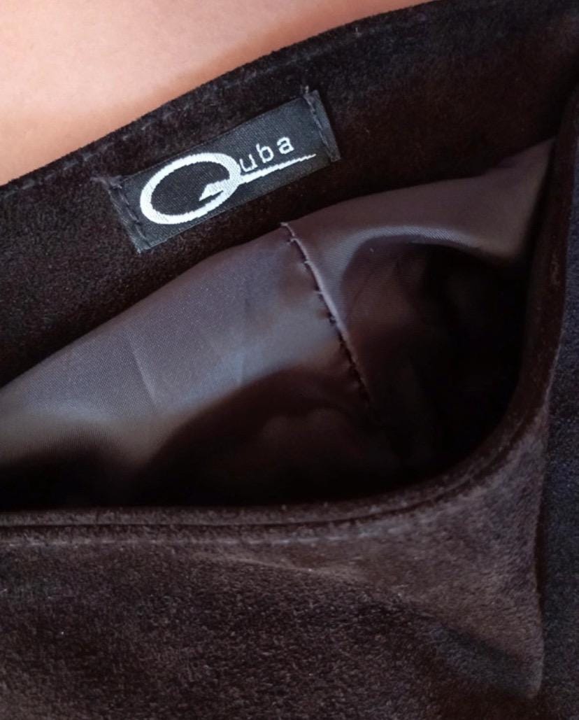 Quba suede patchwork flared brown tones leather trousers sz L/ 44 as new