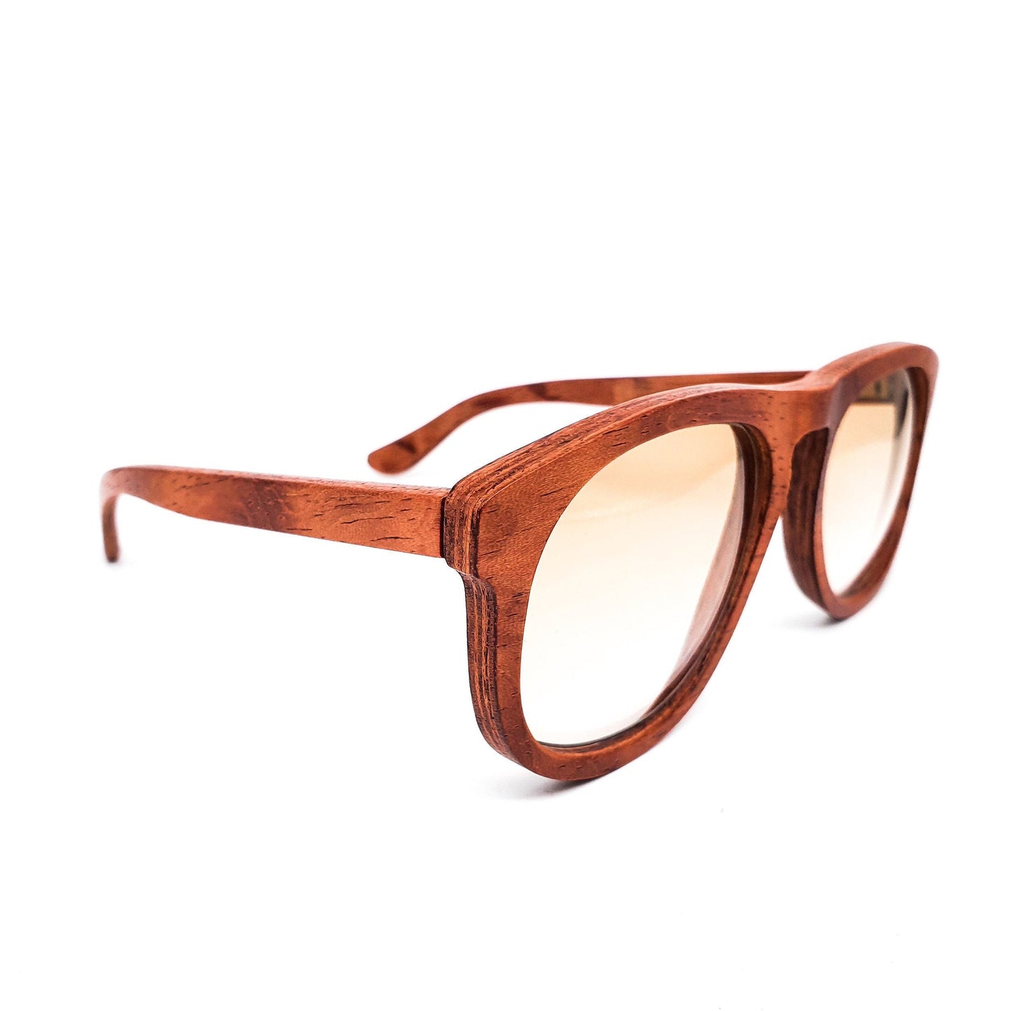 Jean Lempereur woodline aviator rosewood sunglasses fade lenses, NOS 1980s Handmade France