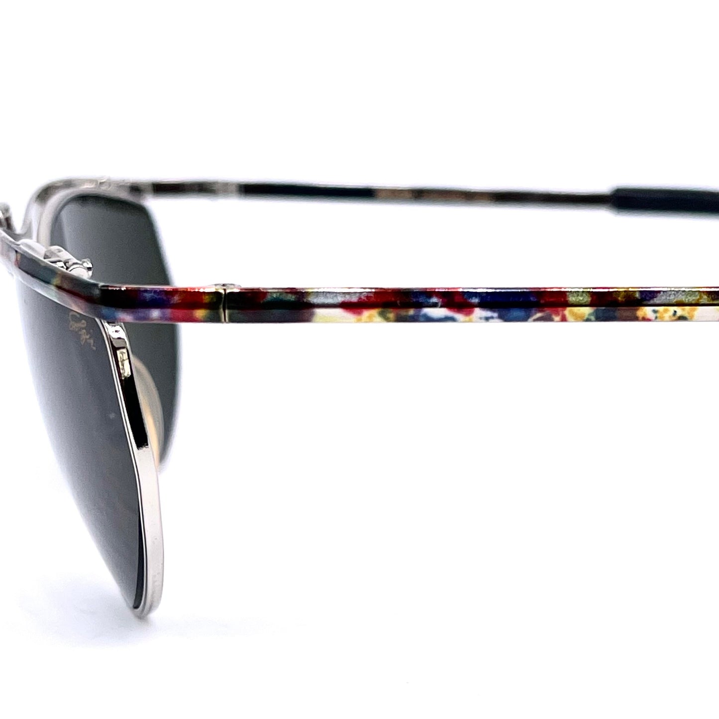 Solgir modernist sunglasses with Multicolor enamel and fork bridge, NOS 80s Italy