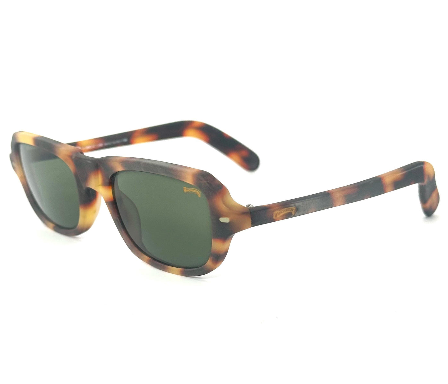 Winchester Jackson tortoise square sunglasses, cool retro 60s style w finest tempered Crystal lenses by Barberini, NoS 90s