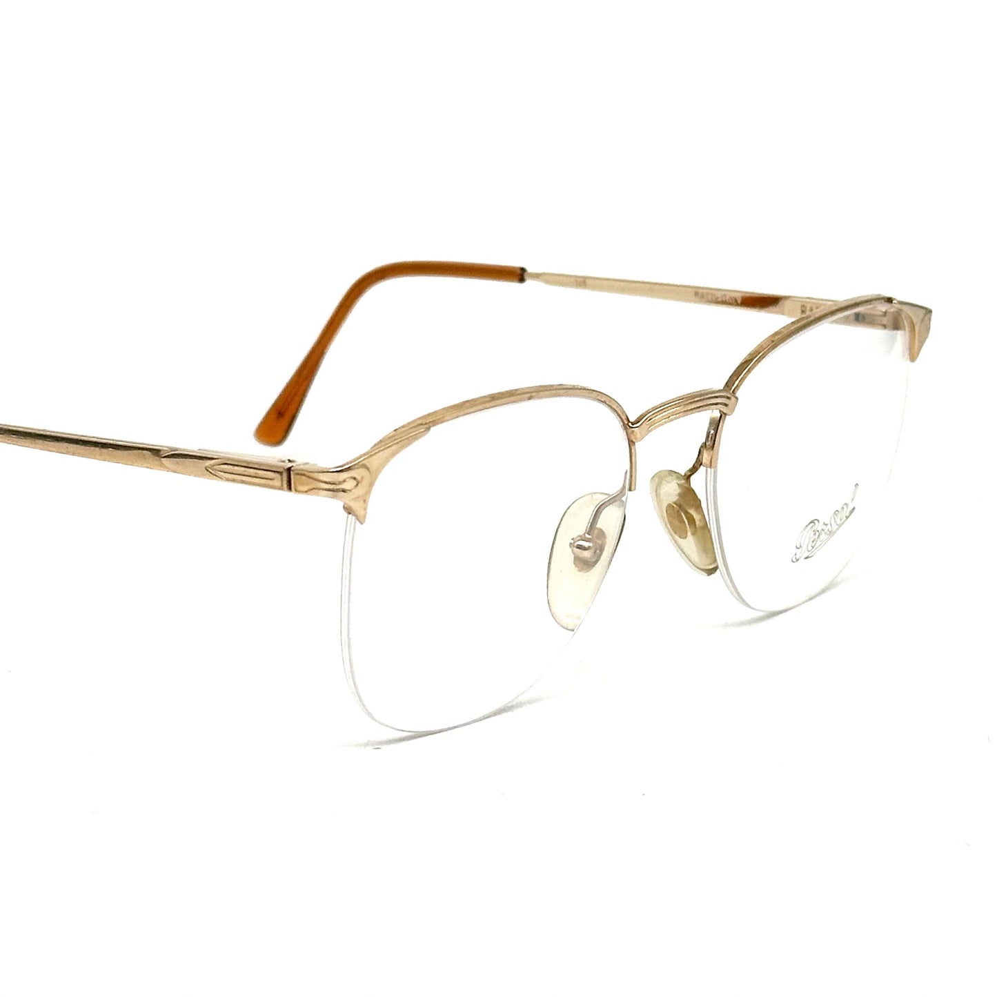 Persol Ratti Algor square half rim golden metal glasses frames, NOS 80s Italy