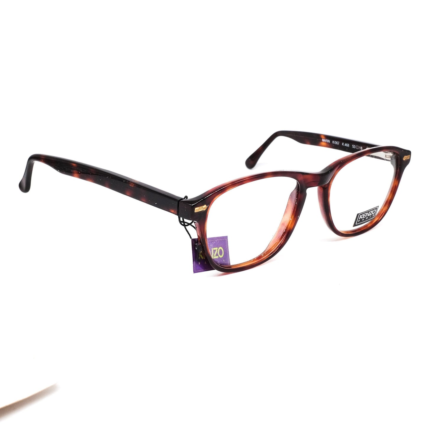 Kenzo k067 retro square tortoise keyhole celluloid eyeglasses frames, 80s France