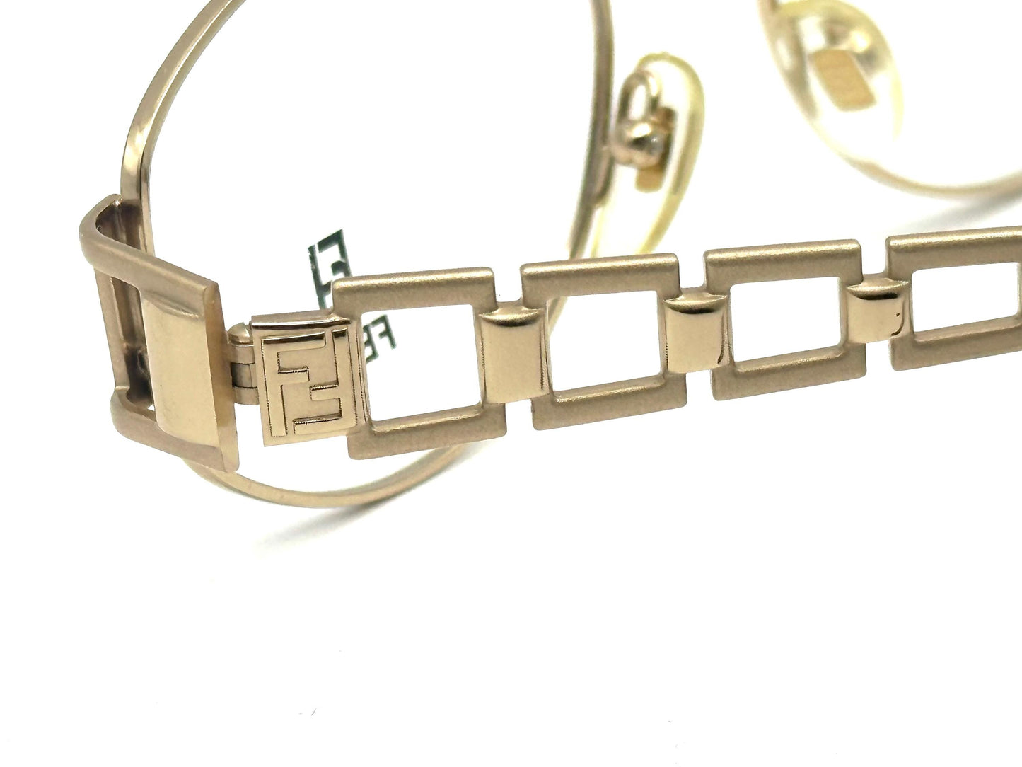 Fendi 7097 iconic oval golden chain cut-off temples frames made in Italy, 90s NOS