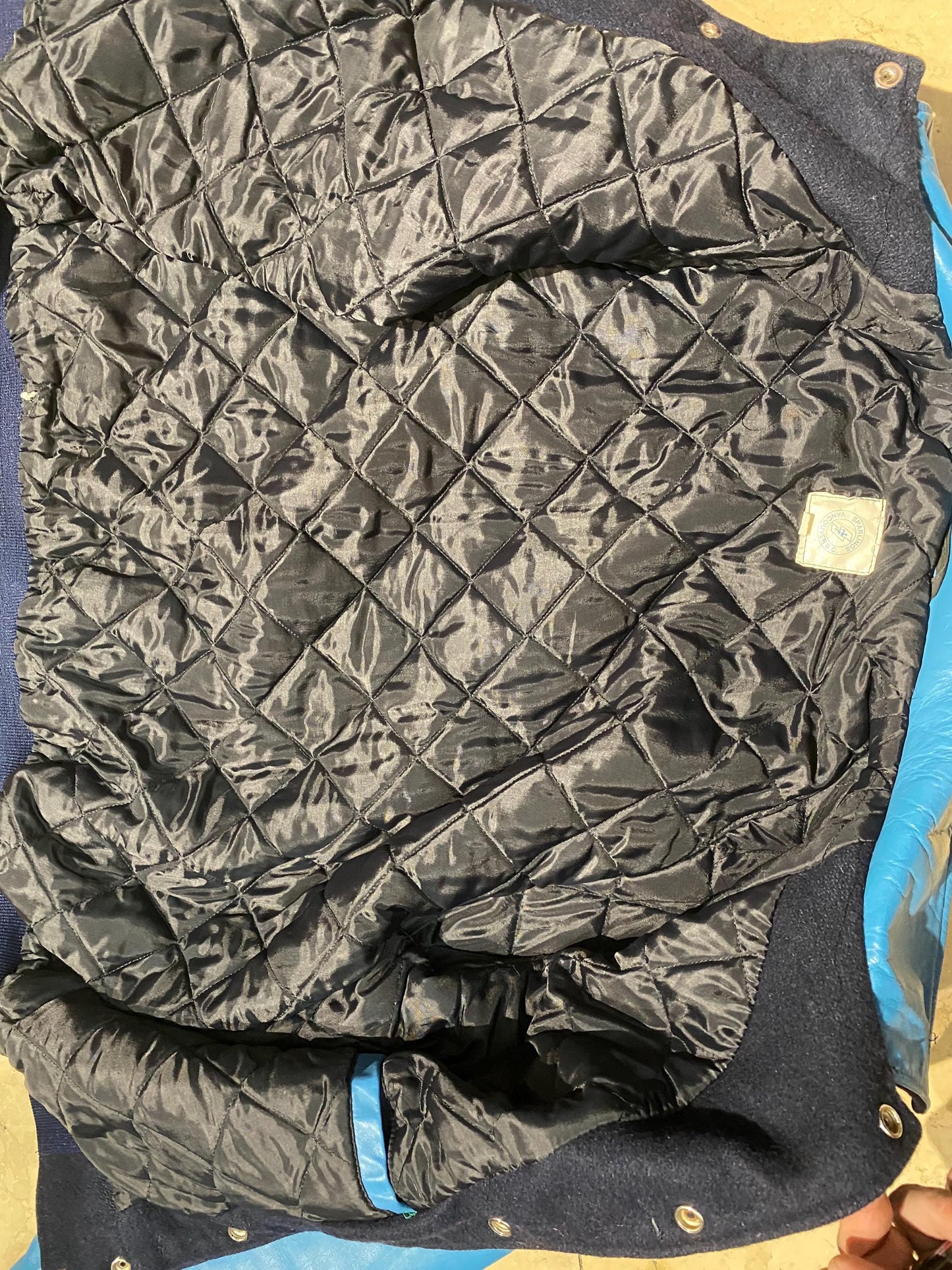 Blue tones Wool-Leather varsity jacket Joe - Dock Workers Vancouver, 1990s mint condition