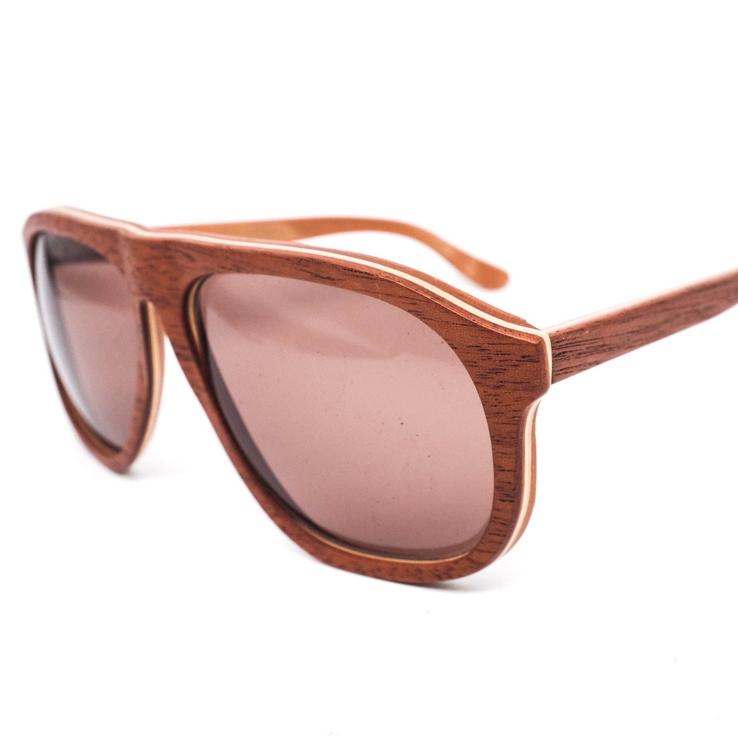 Jean Lempereur woodline multilayered aviator oversize sunglasses, NoS 80s hand made France