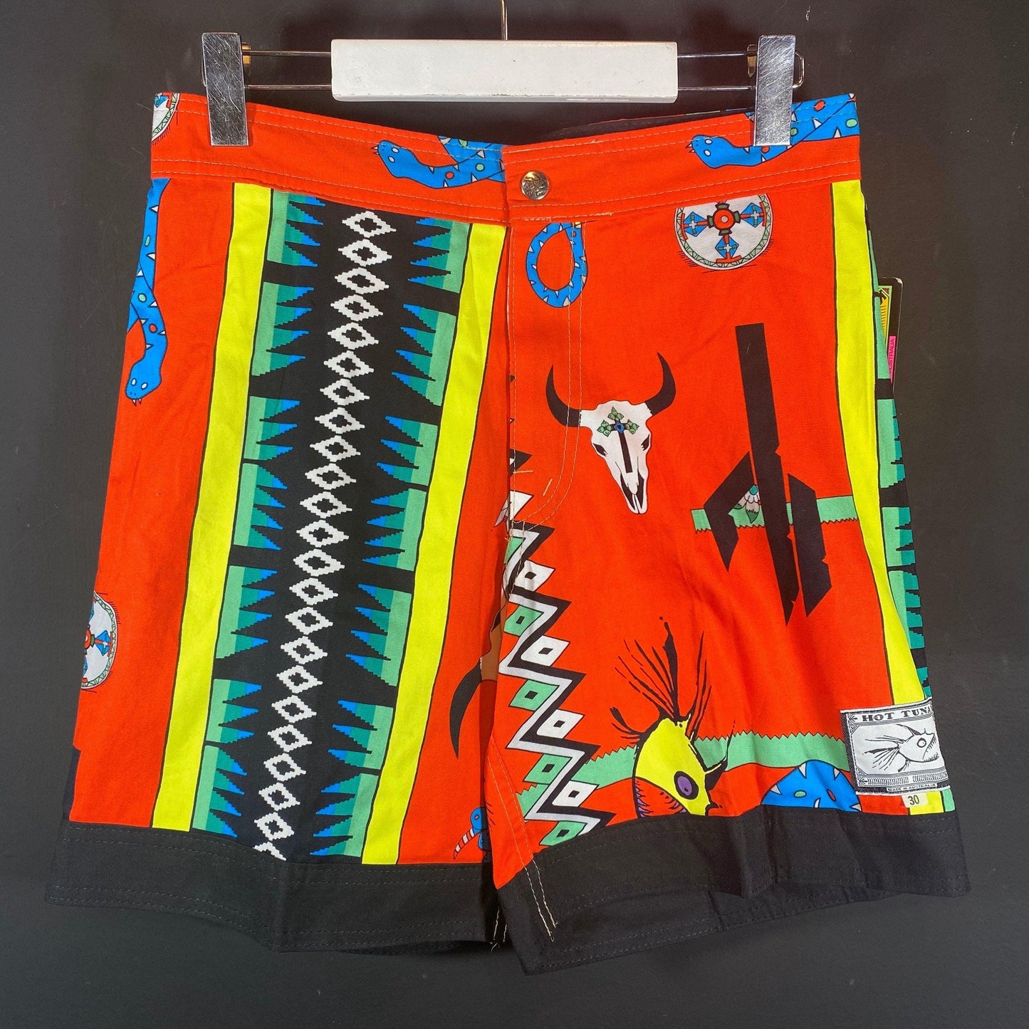 Hot Tuna NOS 90s Navajo Atzech surf beach shorts 100% cotton, BNWT mint! Sz available