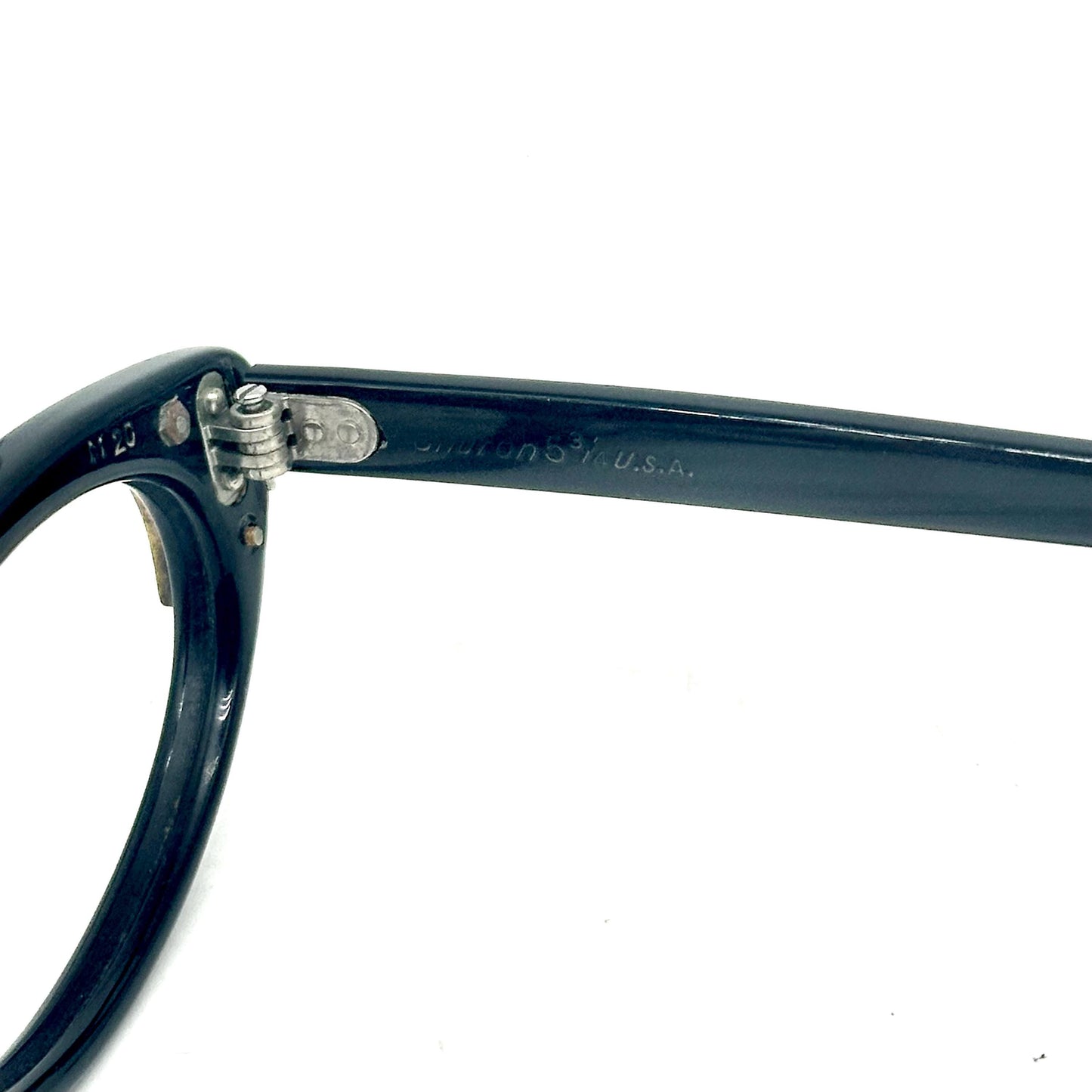 Shuron USA black cateye glasses with colored mosaic detail on golden triangular plaque on the sides style 1960 NoS