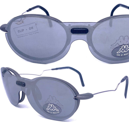 Kappa Gara1 clip-on sport wrap oval sunglasses- eyeglasses frames made in Italy, early 2000 NOS