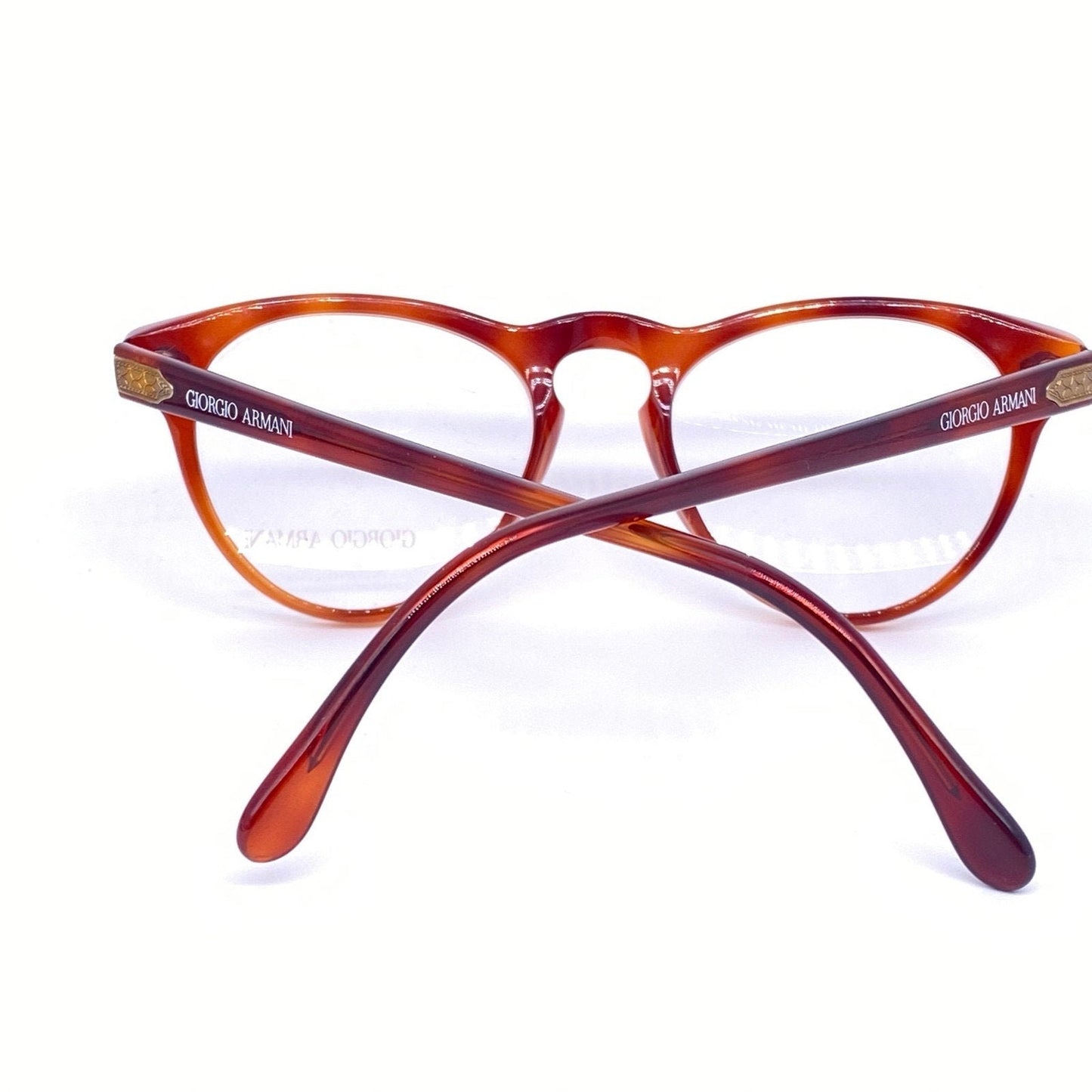 Giorgio Armani retro round keyhole tortoise  eyeglasses frames, 1980s NOS