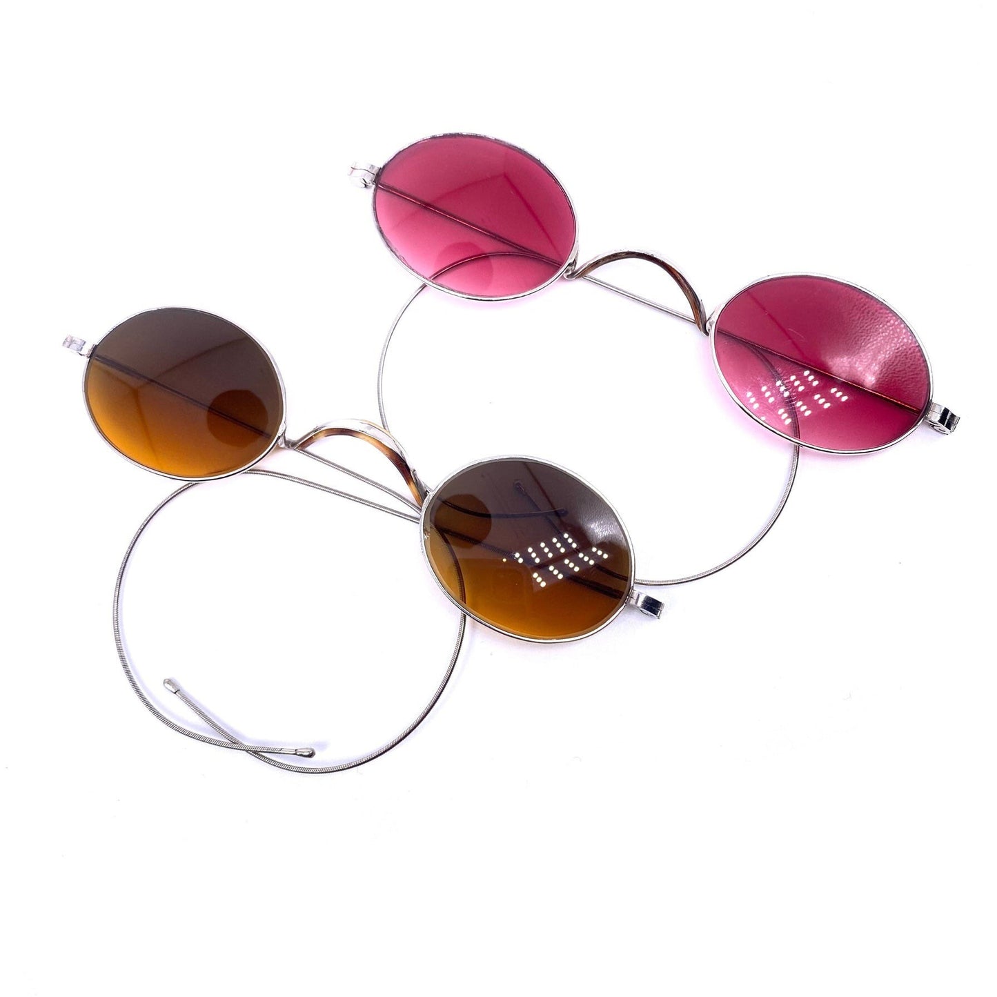 Antique late 19th century oval metal sunglasses, Victorian style, NOS 4 colors