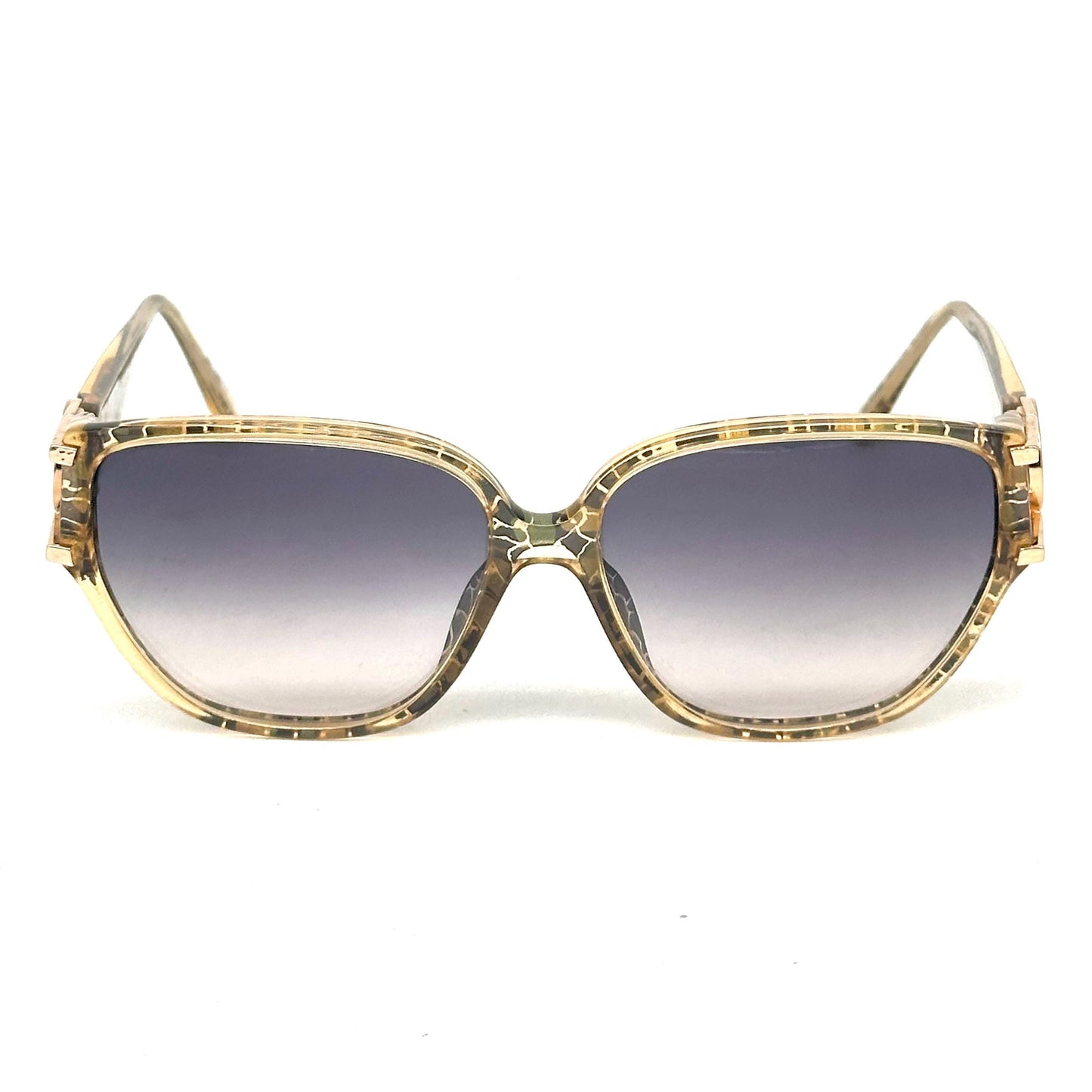 Paloma Picasso 3860 optyl crackled glaze frame in brown, green, gold and turquoise shades, gold logo emblem detail on the temple 90s NoS