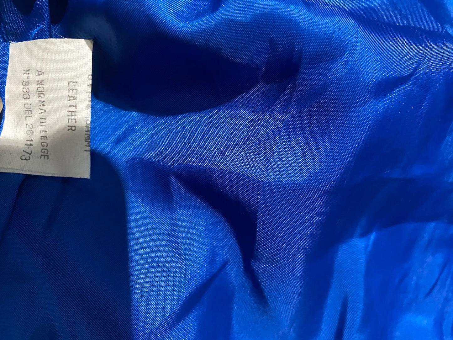 Pancaldi blue suede 2pcs vest / long skirt set w yellow/red striped and cutoff lotus flower detail, NOS 70s Mint
