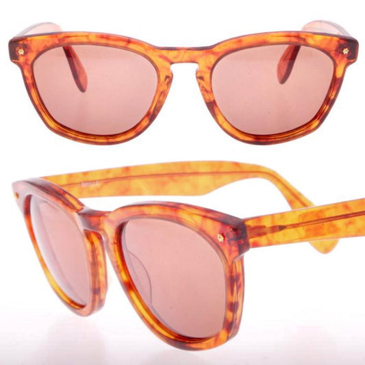Brille square light tortoise acetate sunglasses 80s NOS Italy