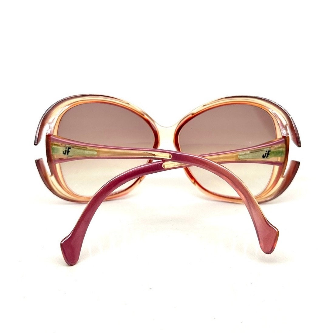 Jacques FATH VERLAINE pink/red spacey oversized sunglasses, 1970s hand made France