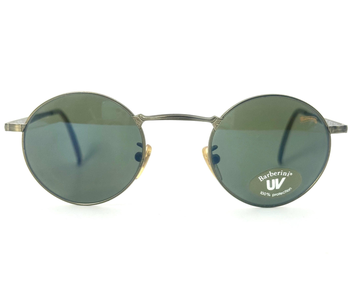 Winchester Award round deco style sunglasses w Barberini tempered Crystal lenses, NOS 90s Italy