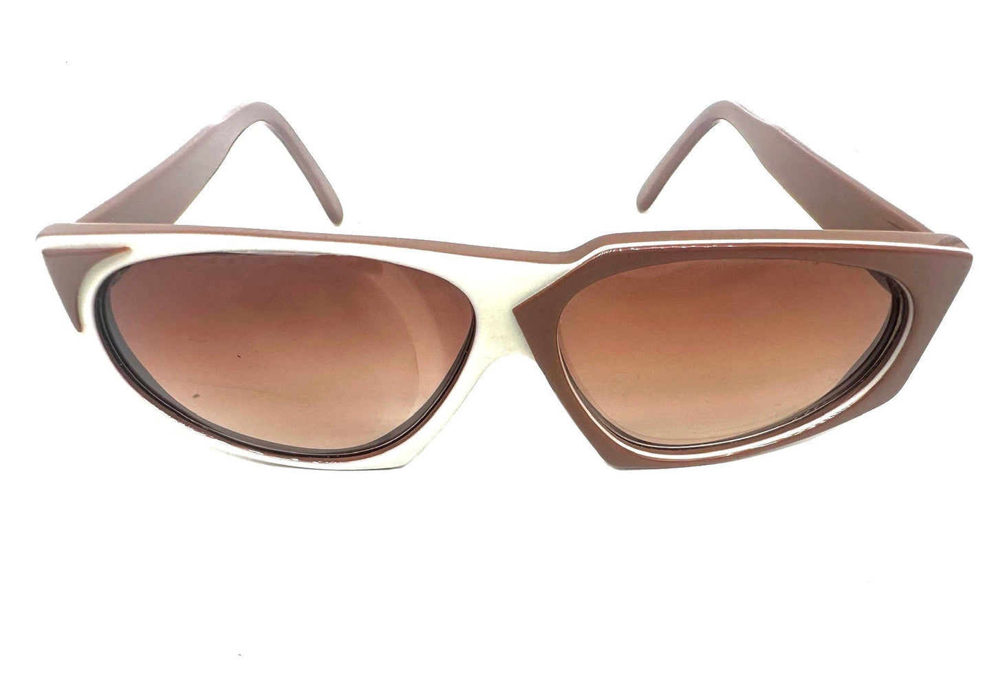 One of a Kind asymmetrical multilayered brown/cream sampling/prototype sunglasses, never worn and unique!