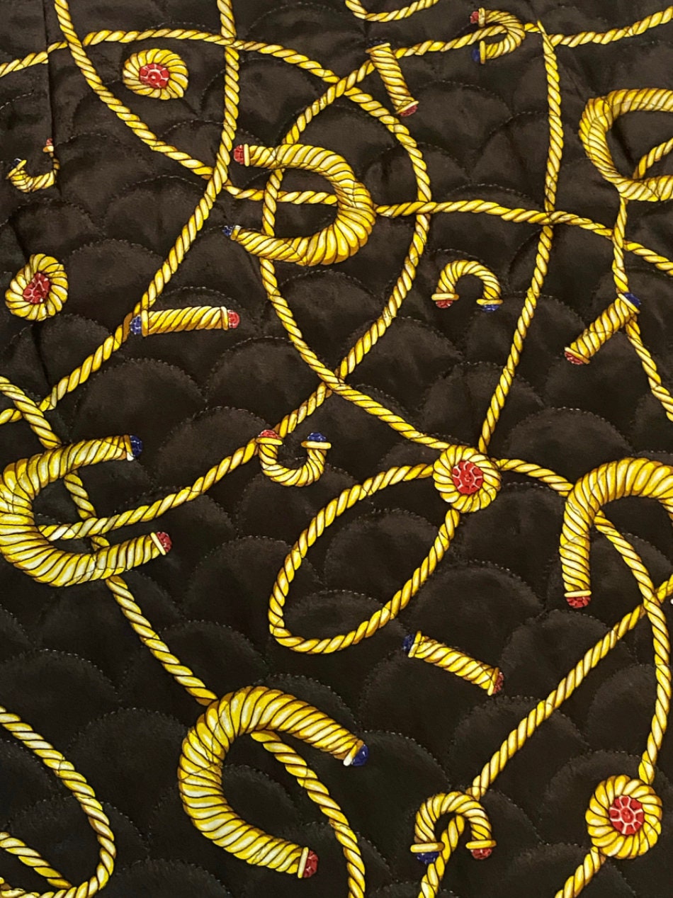 Sambucari baroque brown pure silk baroque allover ropes/ horseshoe skirt, NOS 80s Italy