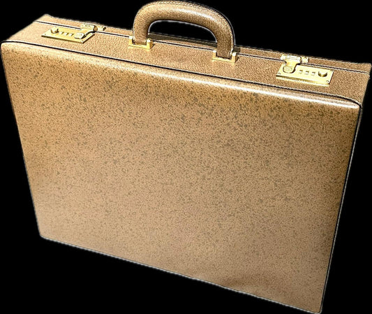 Gucci 1970s 24h tan leather briefcase / document luggage incredibly NOS w box