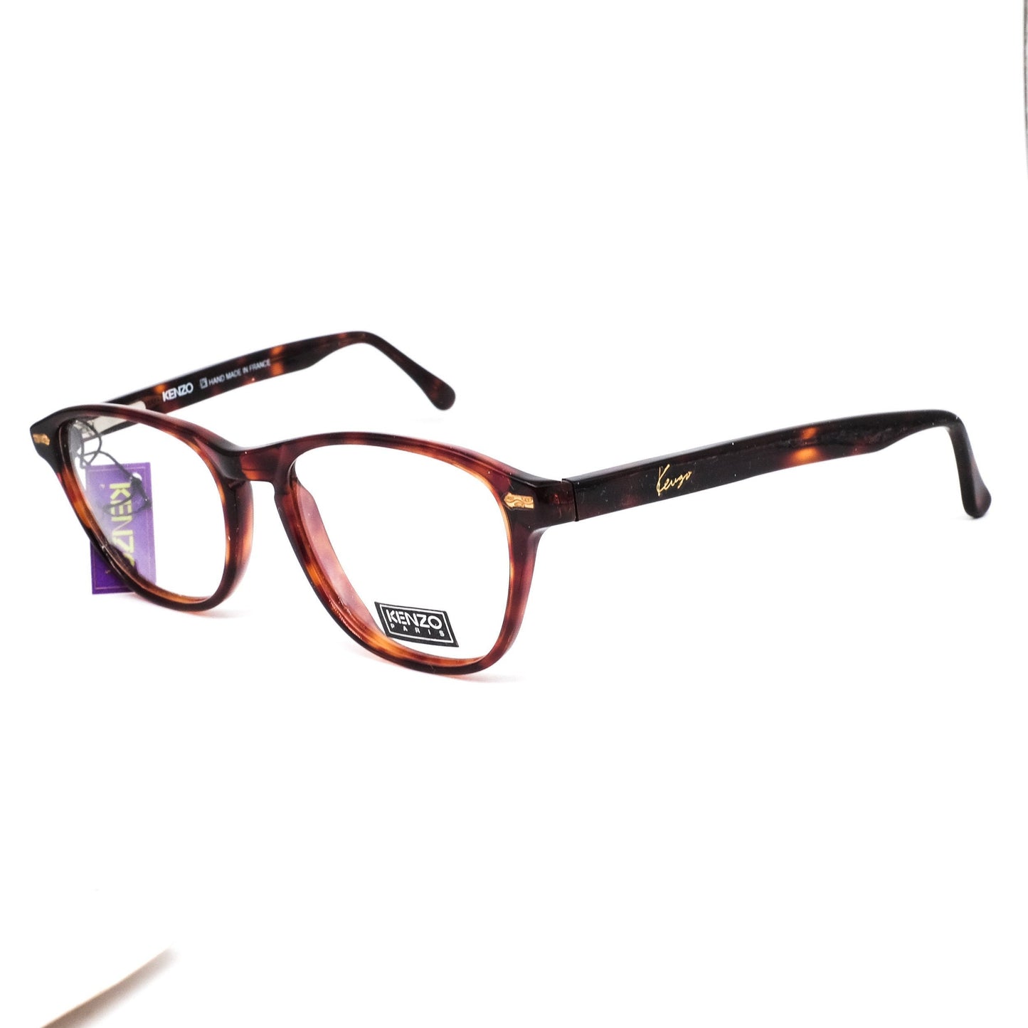 Kenzo k067 retro square tortoise keyhole celluloid eyeglasses frames, 80s France