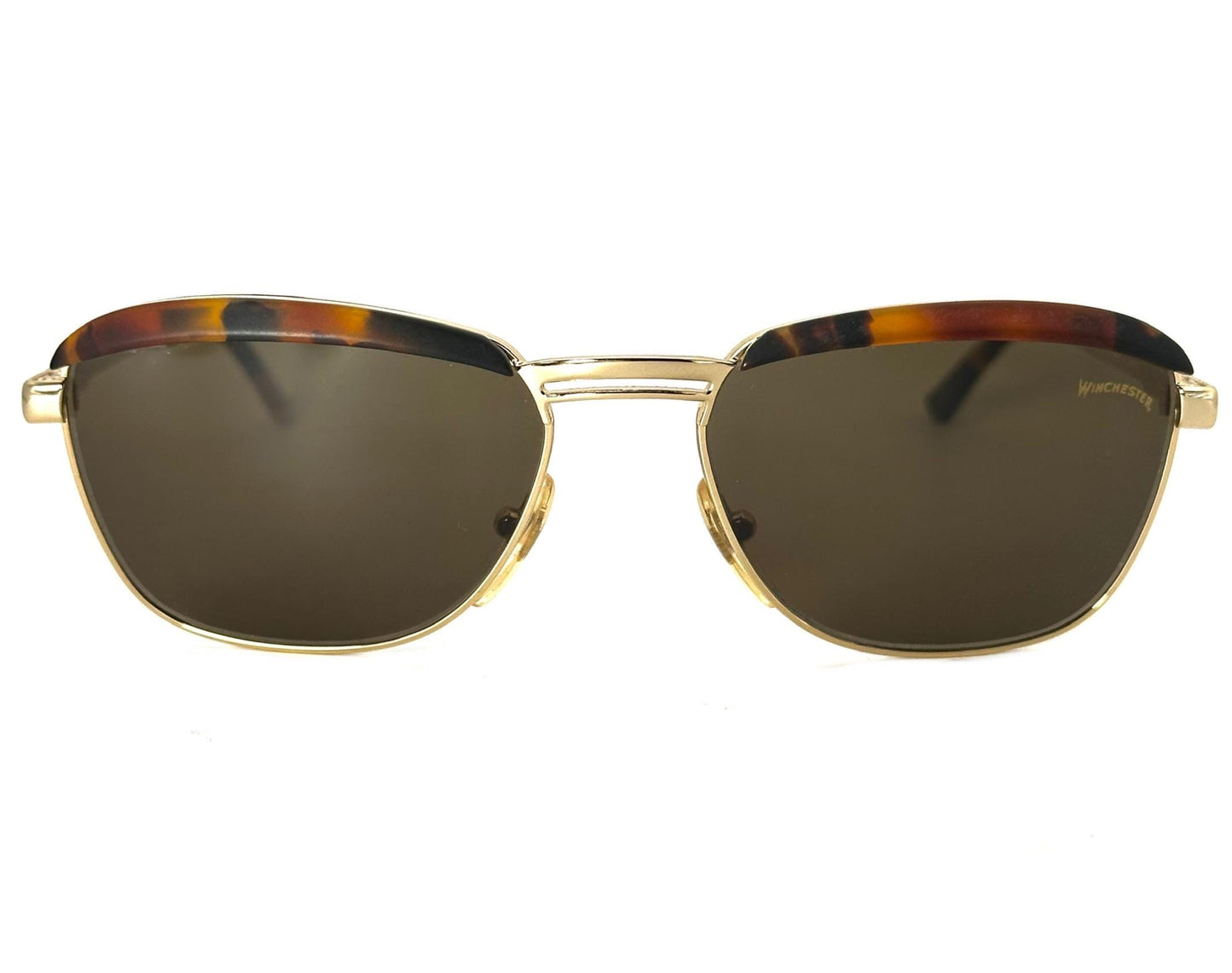 Winchester TwinFalls retro tortoise gold or brass metal sunglasses, 90s NOS hand made in Italy