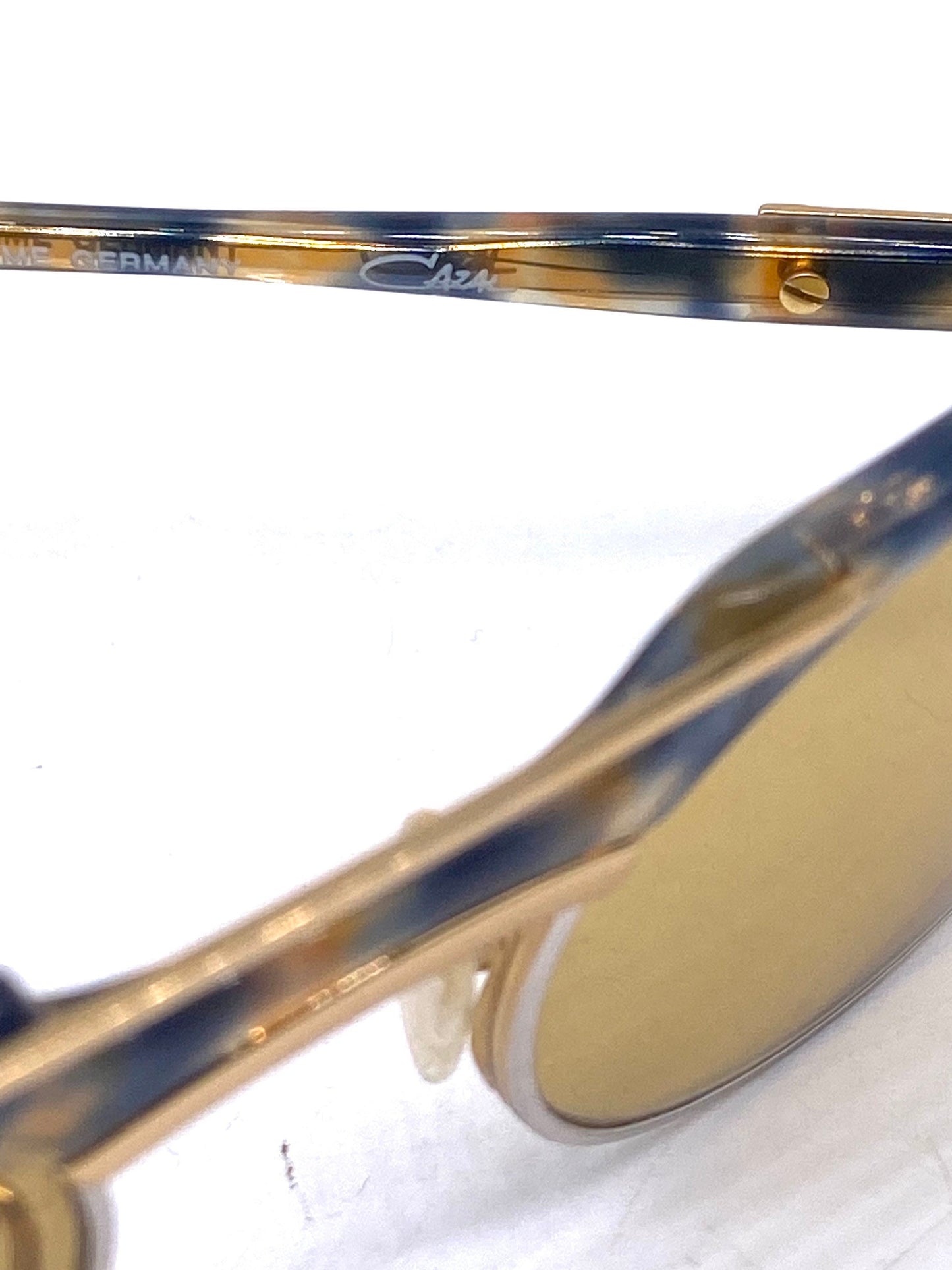 Cazal 749 oval hip silver/gold sunglasses with amber lenses, NoS 80s W Germany