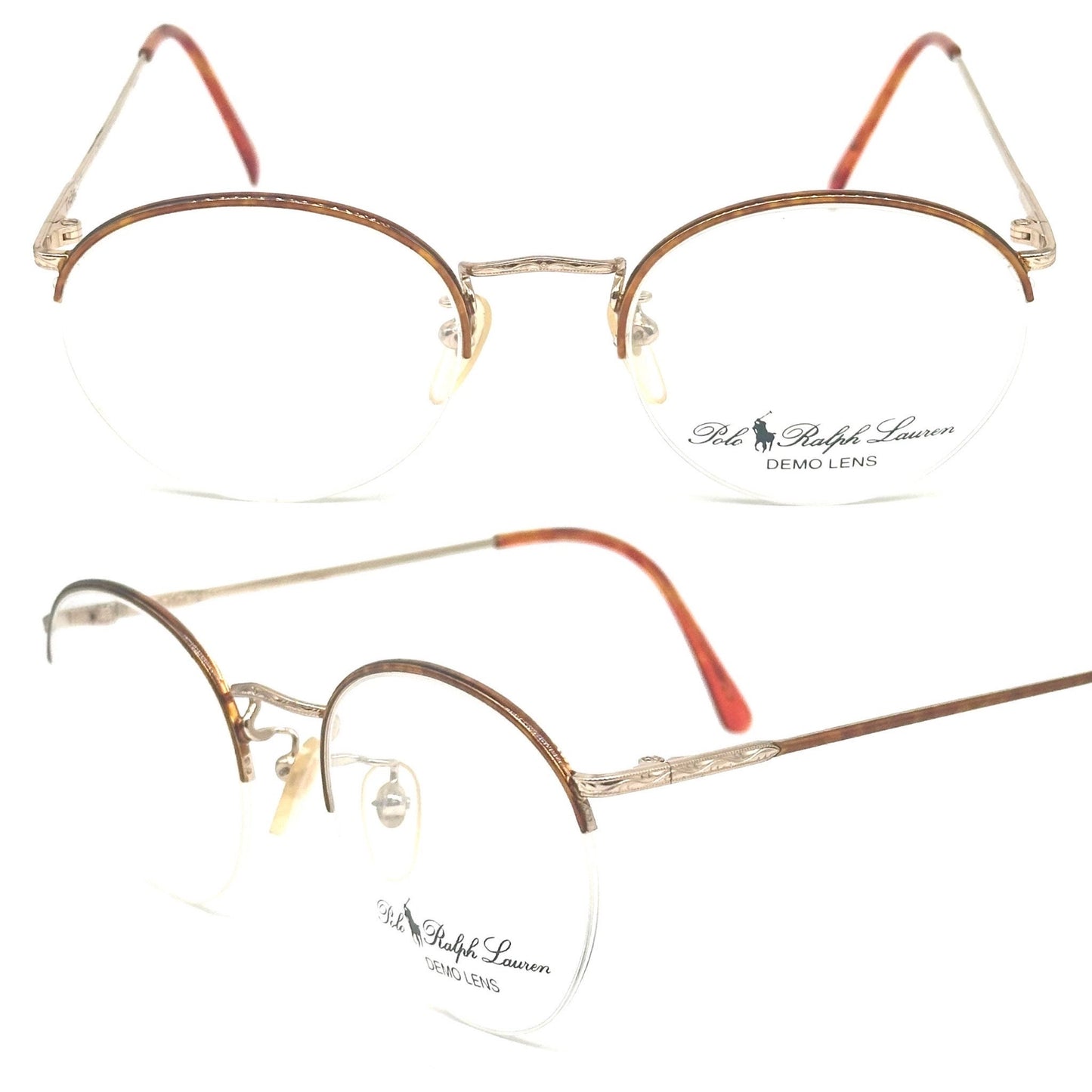 Ralph Lauren Polo Classic XX old school pantos eyeglasses frames w half rimmed mount, NOS 80s Italy