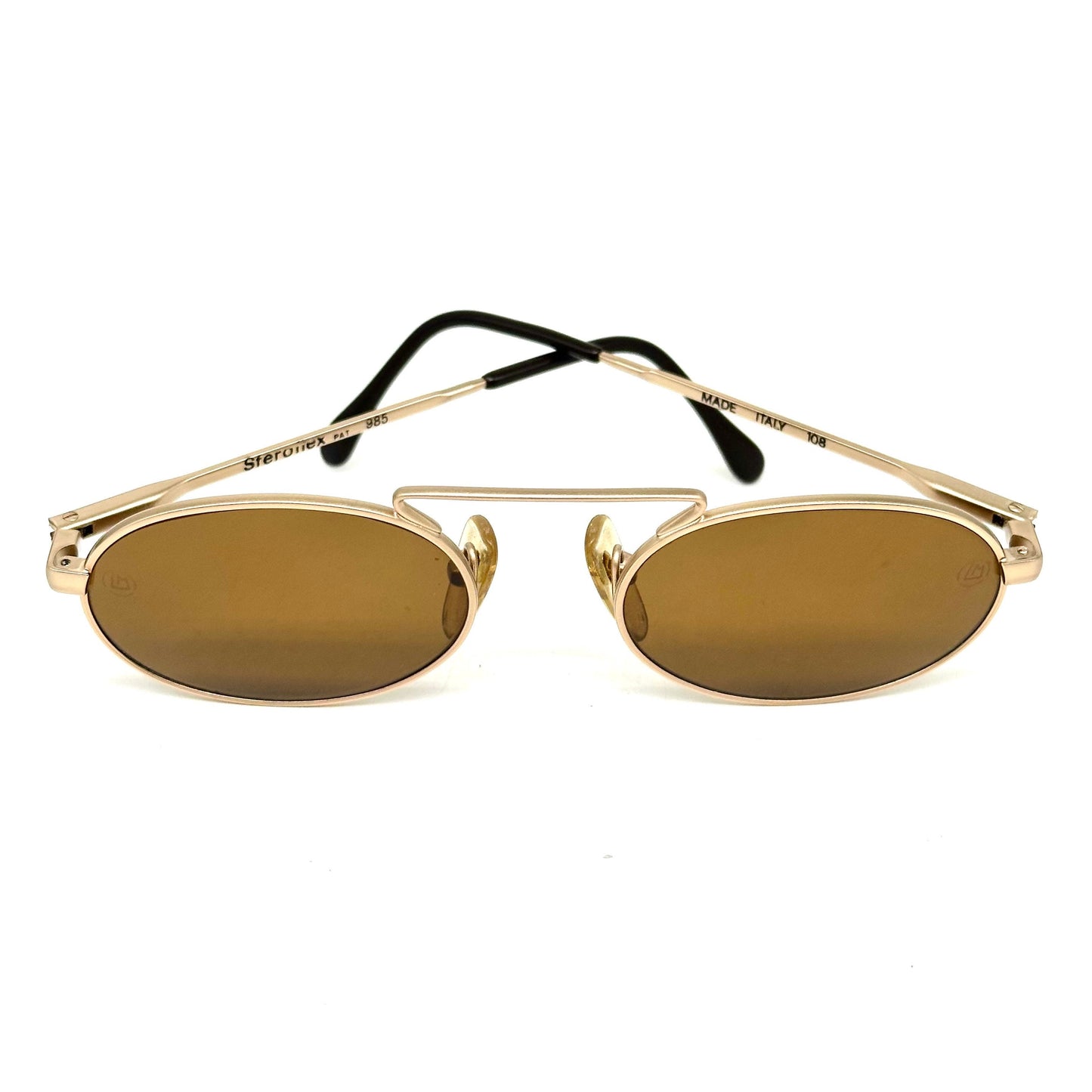 Sferoflex 985 oval metal sunglasses w retro high bridge and crystal lenses, hand made in Italy in the 80s