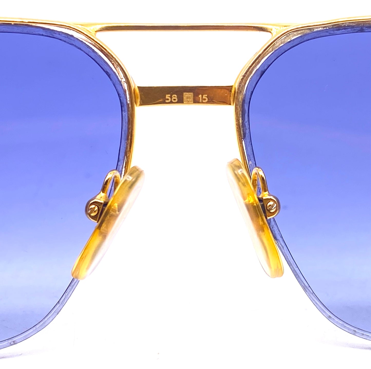 Cartier Orsay aviator sunglasses in golden metal w half rimmed structure, brand new lenses; made in France 1980s