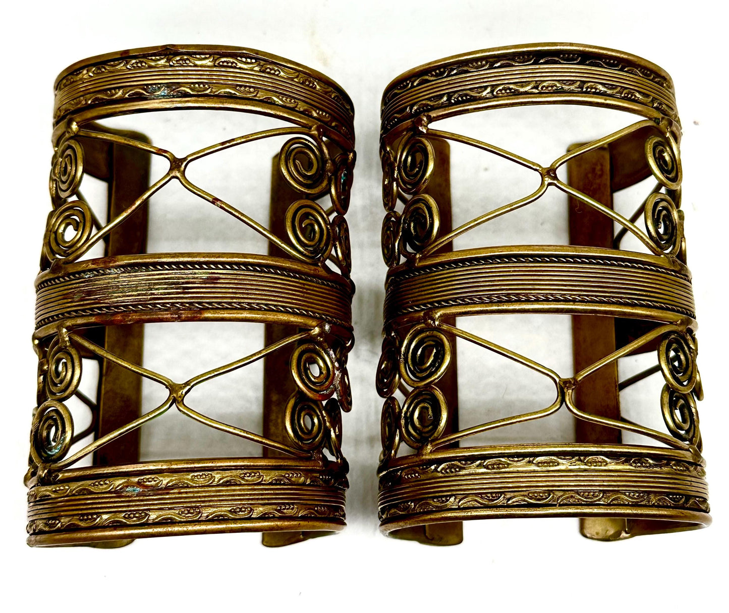 Indian traditional brass cable bangles, adjustable size, pair or single