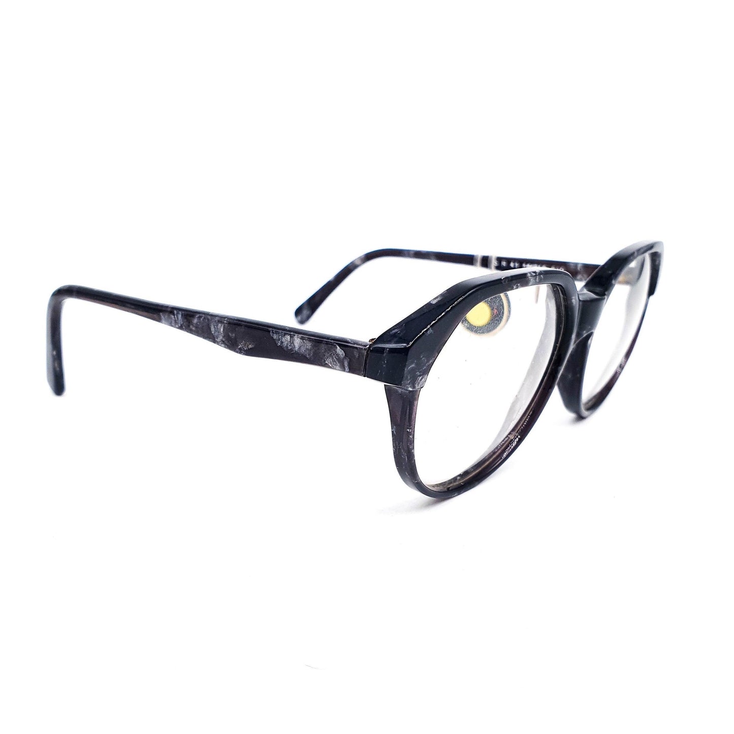 Sonia Rykiel cool black marbled panto flat brow glasses frames hand made in France 80s NoS