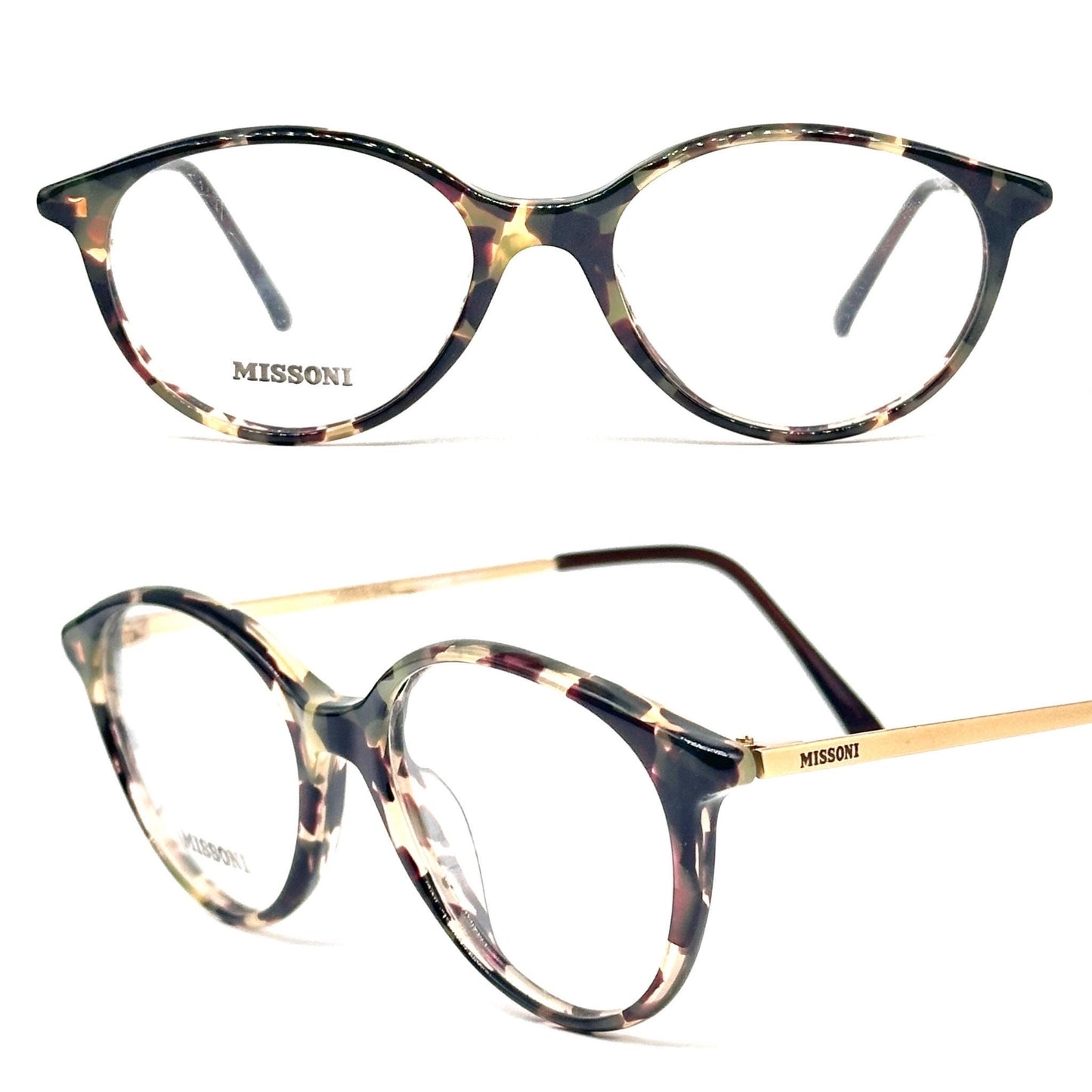 Missoni M882 dark tortoise glasses, classic pantos style w golden temples Nos 80s Italy