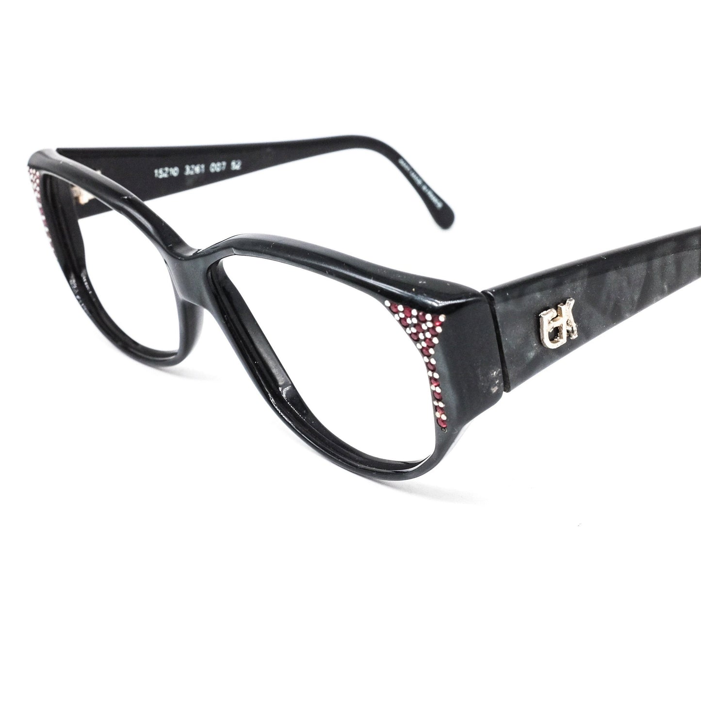 Emmanuelle Khanh 15210 vintage artistic wayfarer eyeglasses frame in black cellulose acetate Made in France