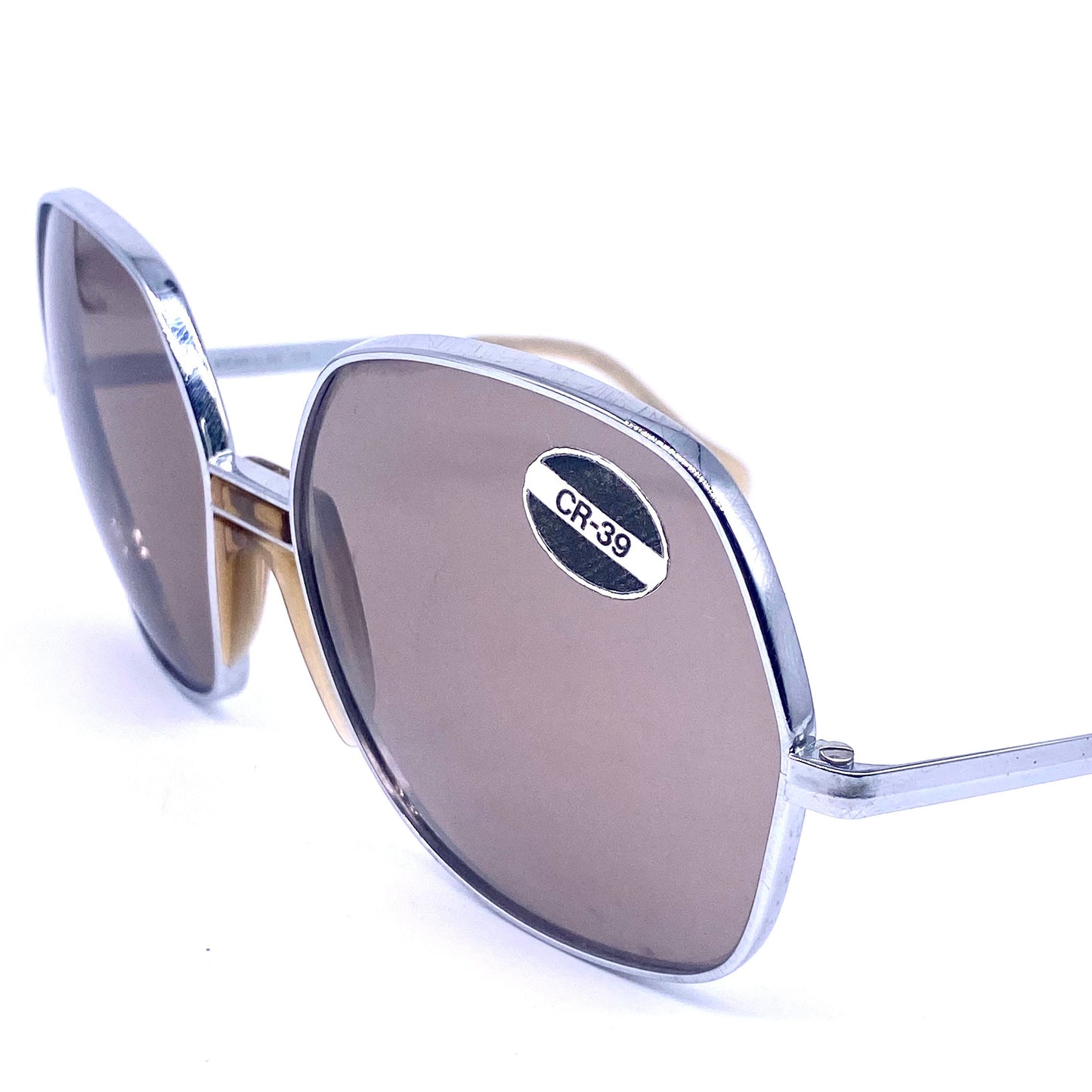 Viennaline 538 square oversized silver metal sunglasses, funky style with brown or grey lenses,  1970s NOS Austria
