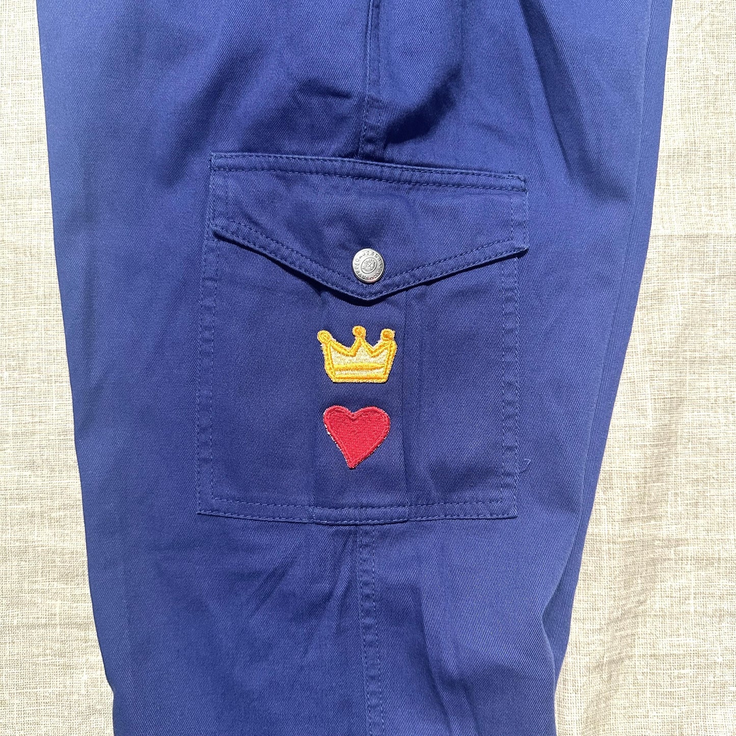 Castelbajac Jeans blu cotton pants with pockets and embroidery icons NWT 80s