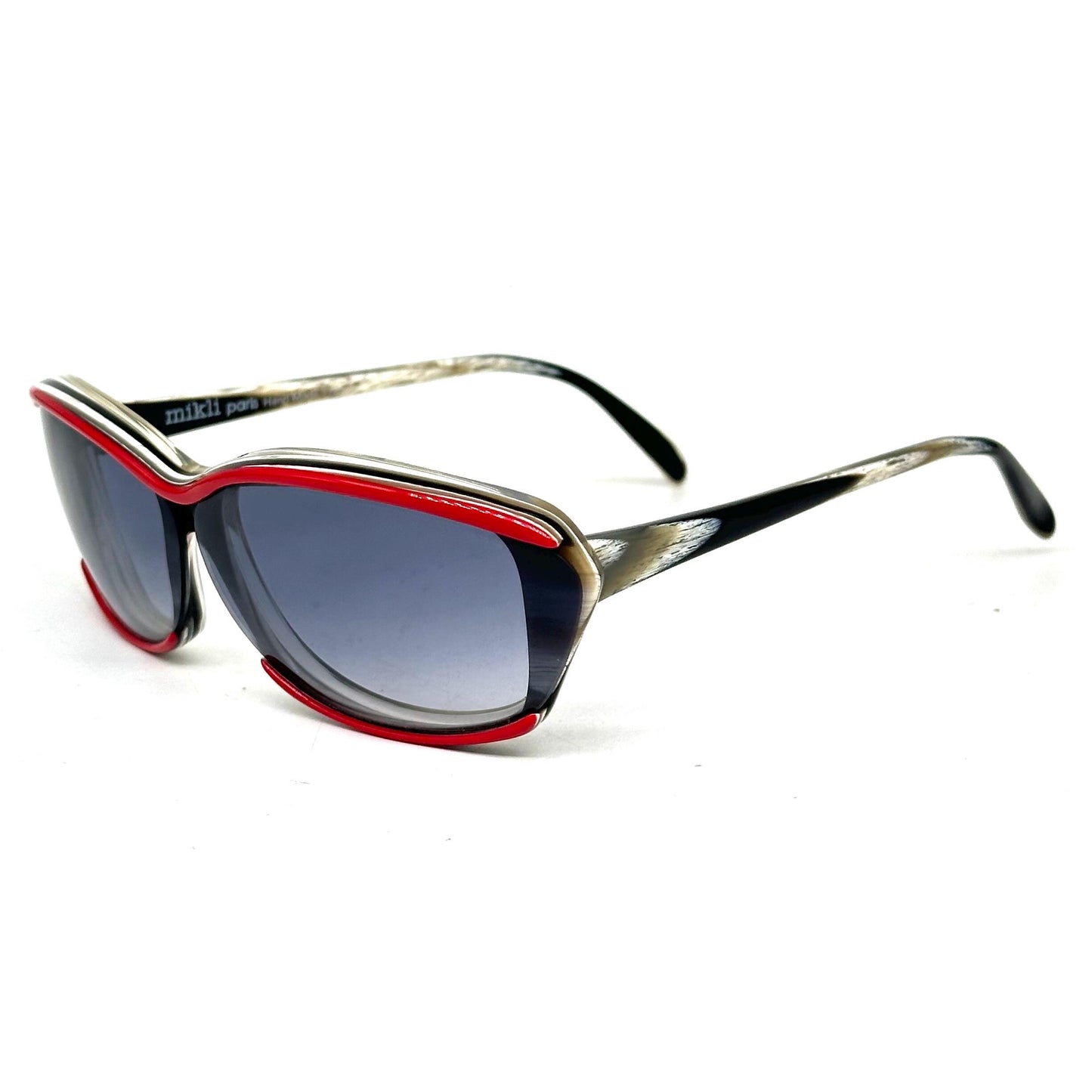 Alain Mikli 42 oval square white pearl or black/red acetate sunglasses, 90s NOS made in France