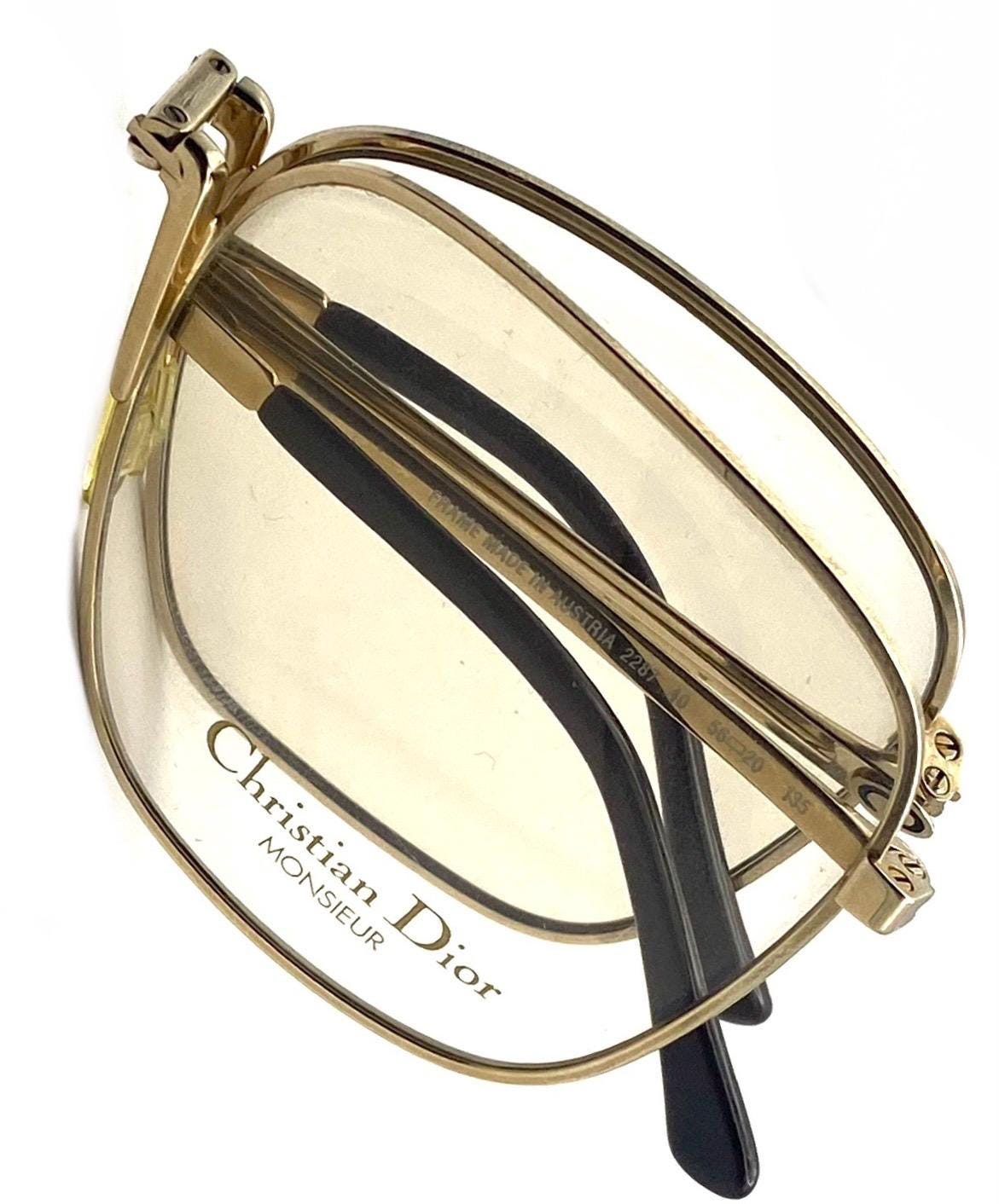 Dior Monsieur 2287 folding square gold glasses frames made in Austria in the 80s, NOS mint