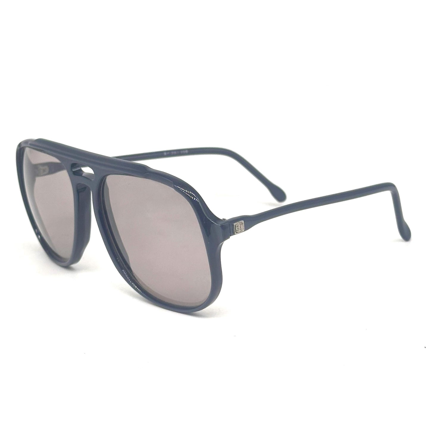 Emilio Pucci 281 495 oversize metallic dark blue aviator sunglasses 80s NoS Made in France